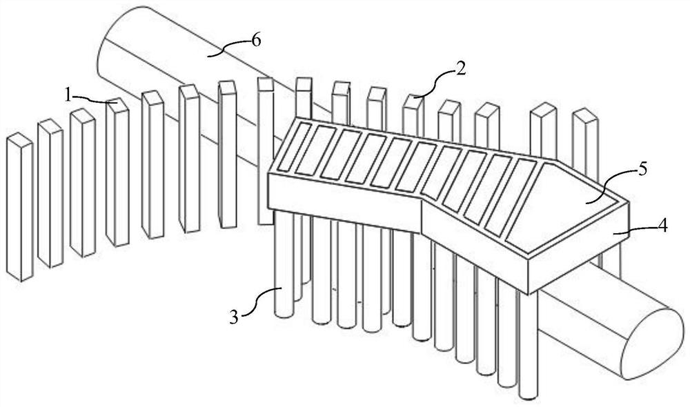 Oblique crossing slide-resistant pile tunnel-entering retaining system for mountain tunnel breaking and construction method