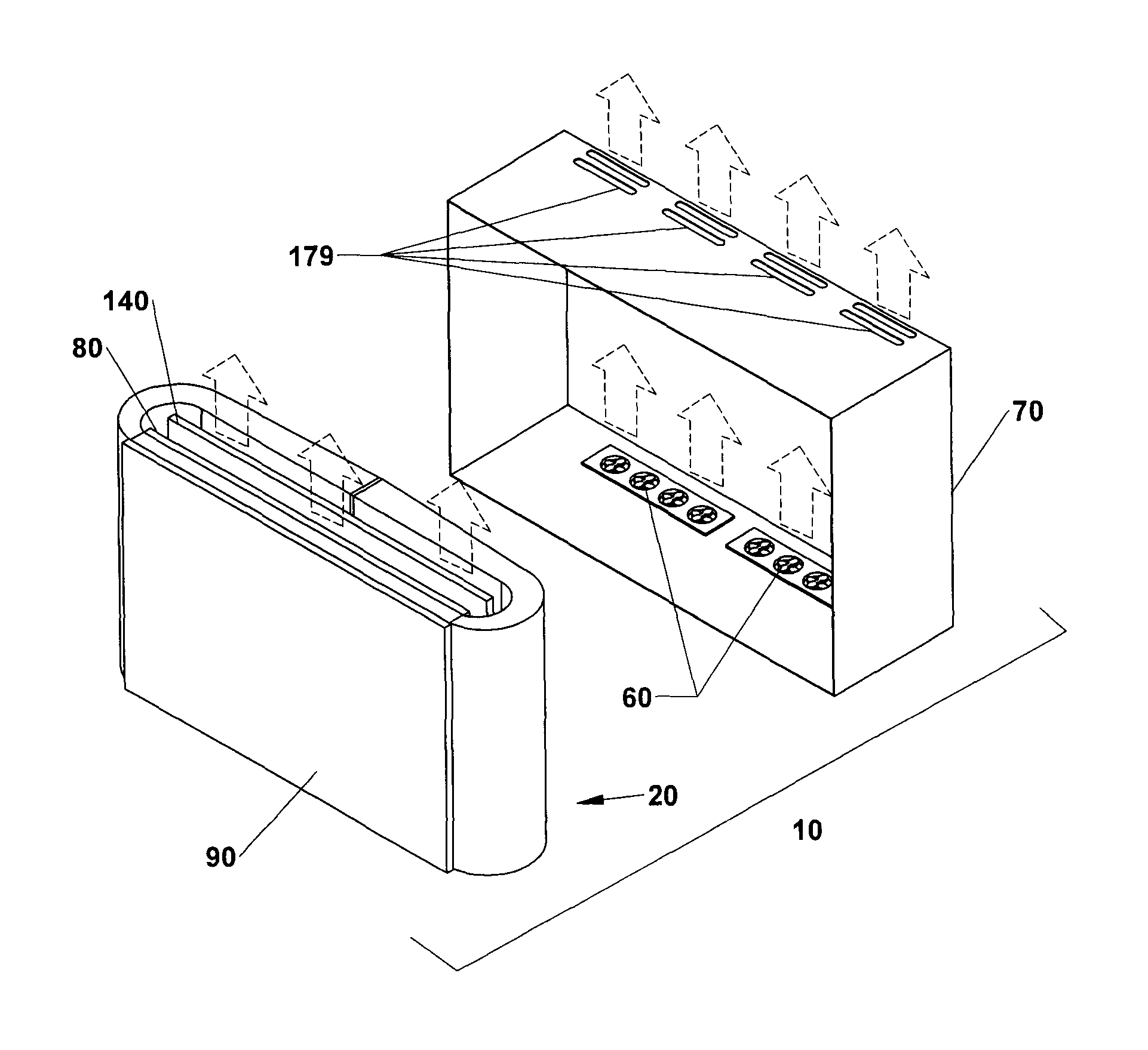 Isolated cooling system having an insulator gap and front polarizer