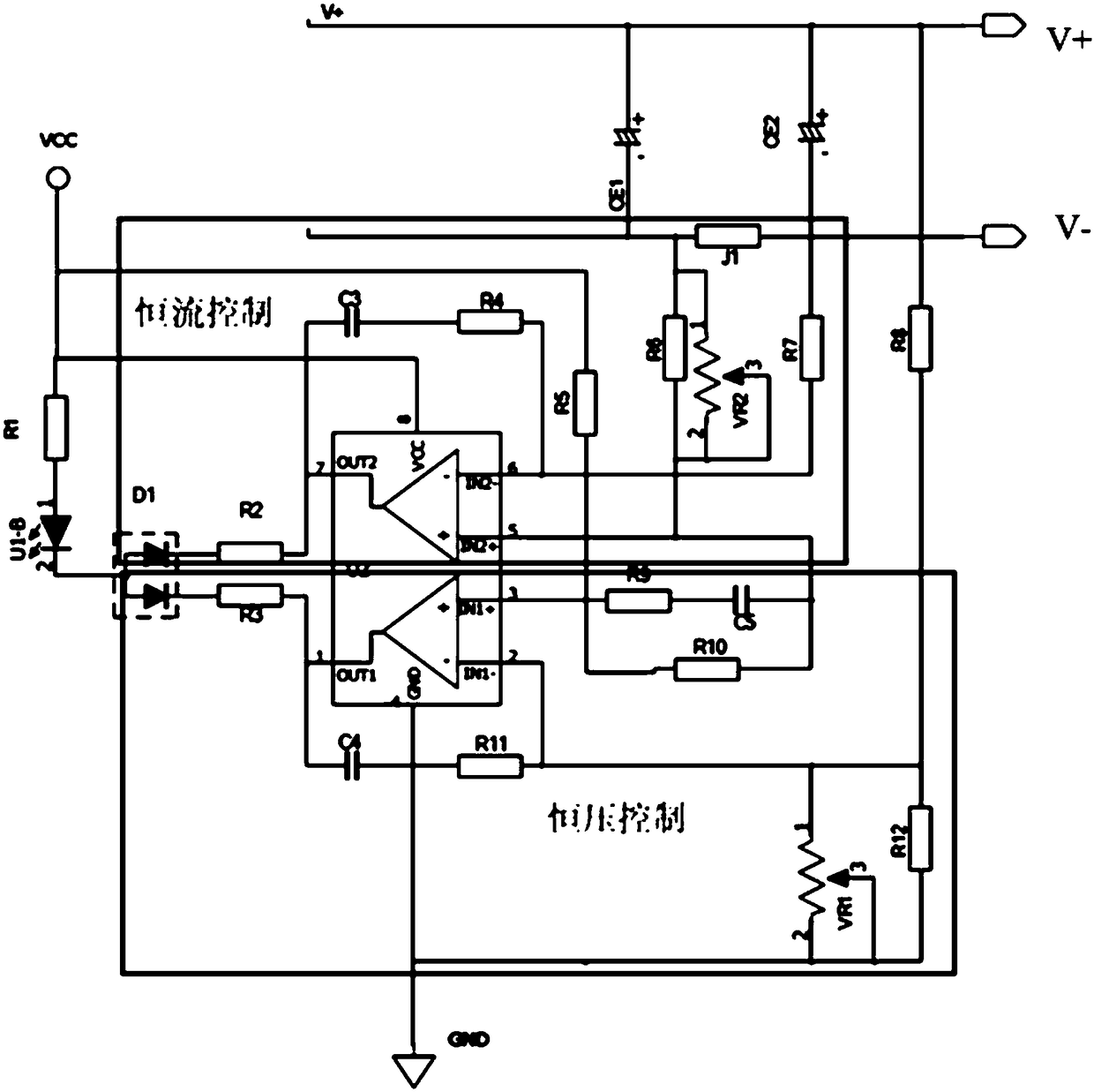 Constant-power control driving circuit and driving power supply