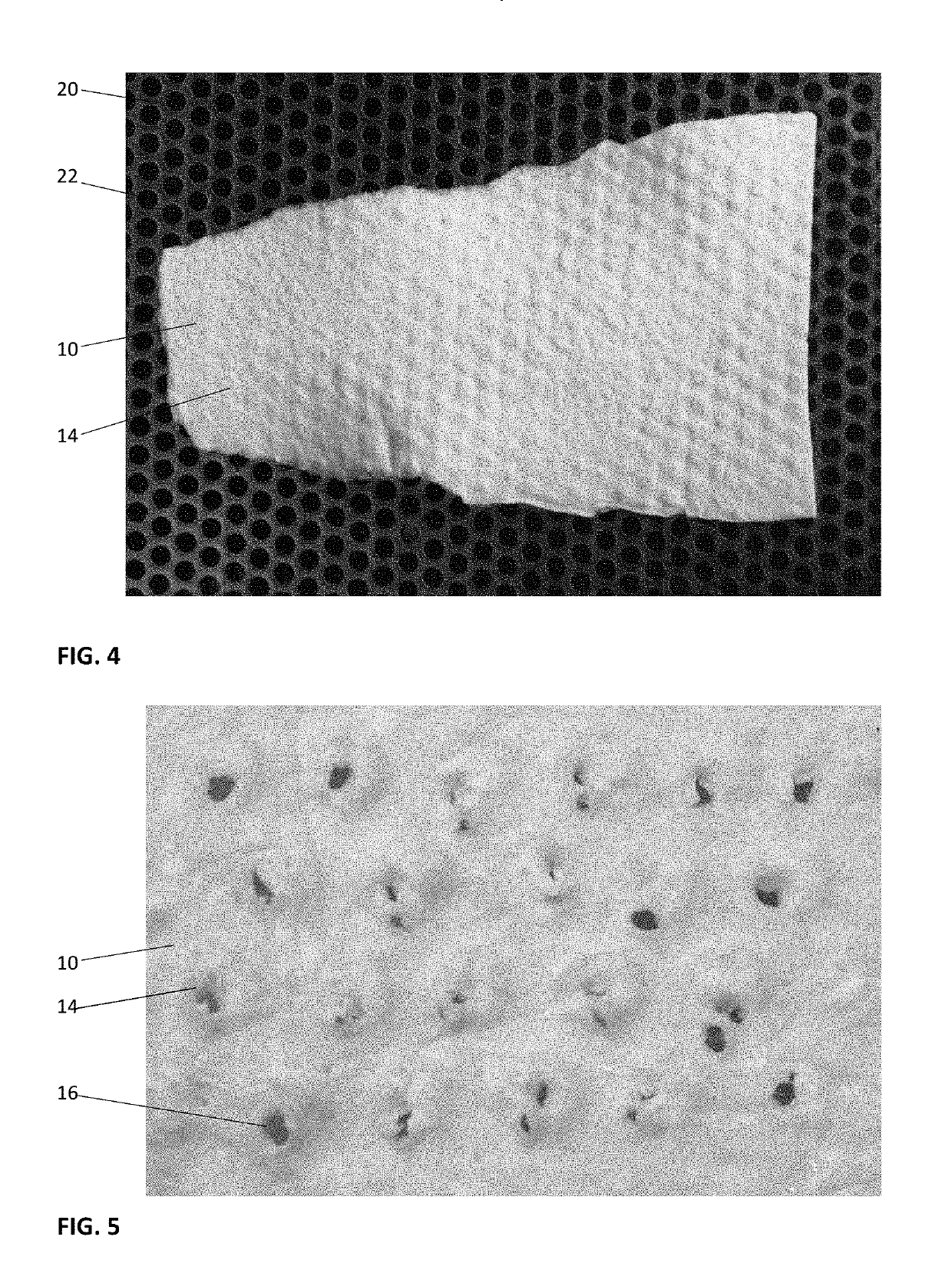 Membranous tissue with evenly spaced elevated projections on one side and concave depressions on the other side method and use