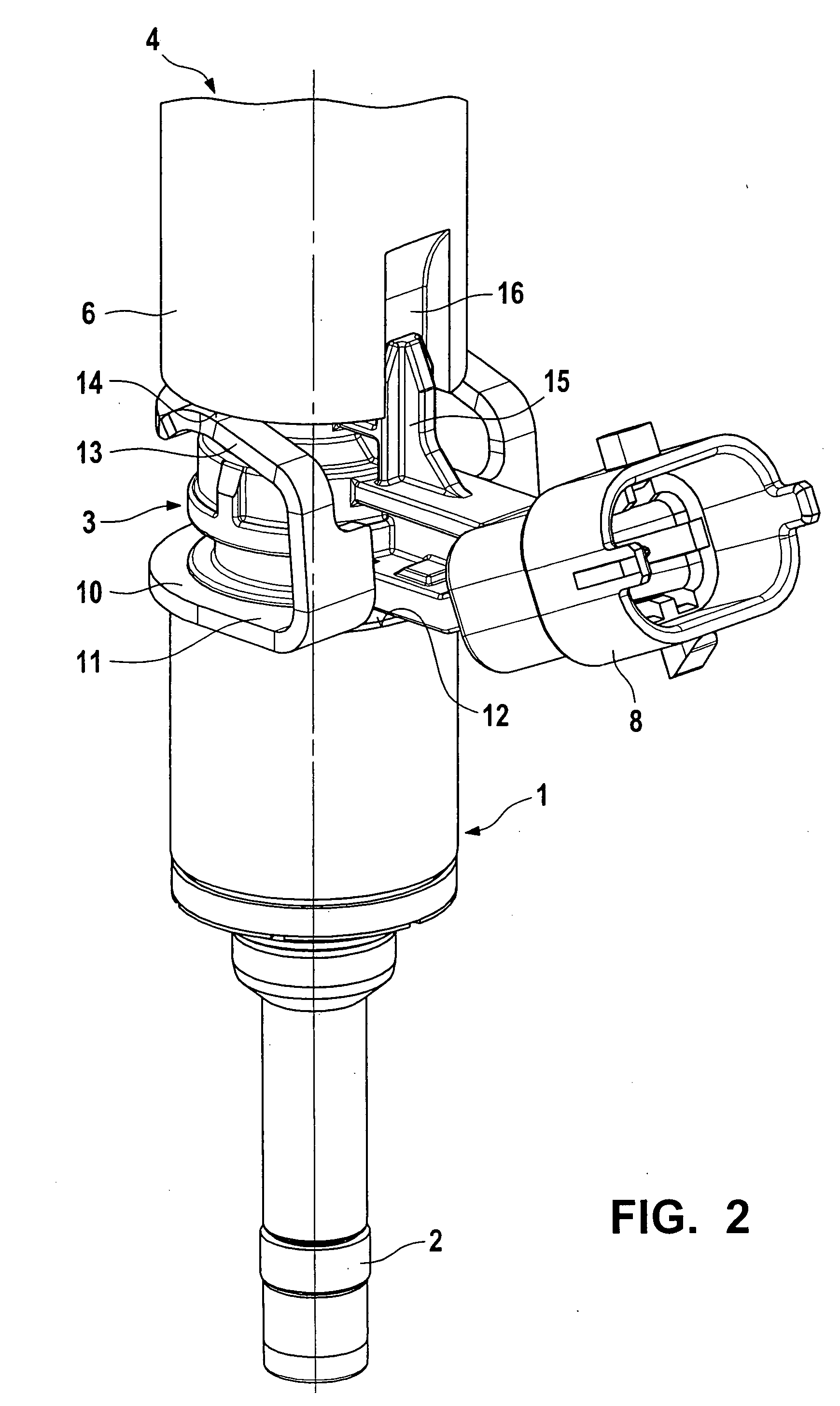 Hold-down device for a fuel injection device, and fuel injection device