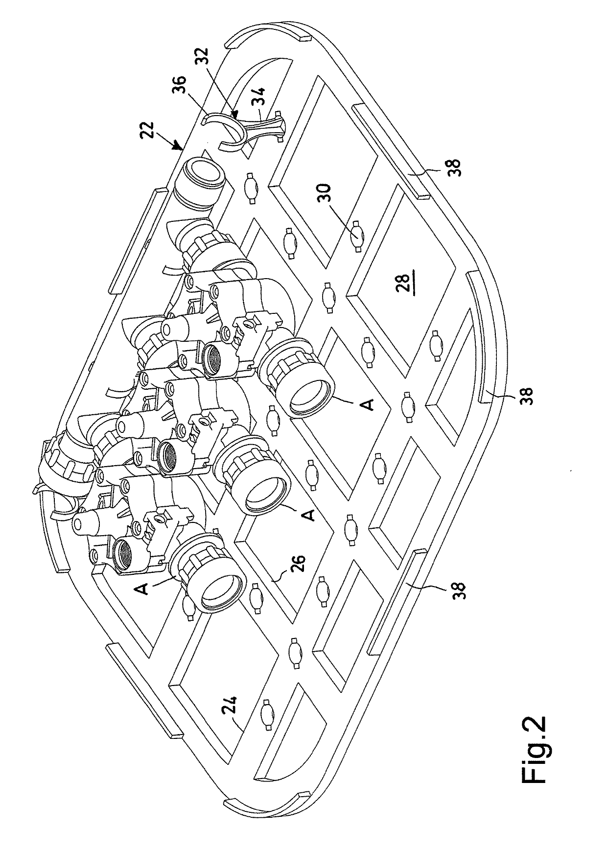 Support structure of electrohydraulic apparatuses for irrigation systems, applicable to a buriable well for housing and protecting such electrohydraulic apparatuses