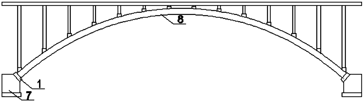 Hexagonal shock absorbers for arch bridges