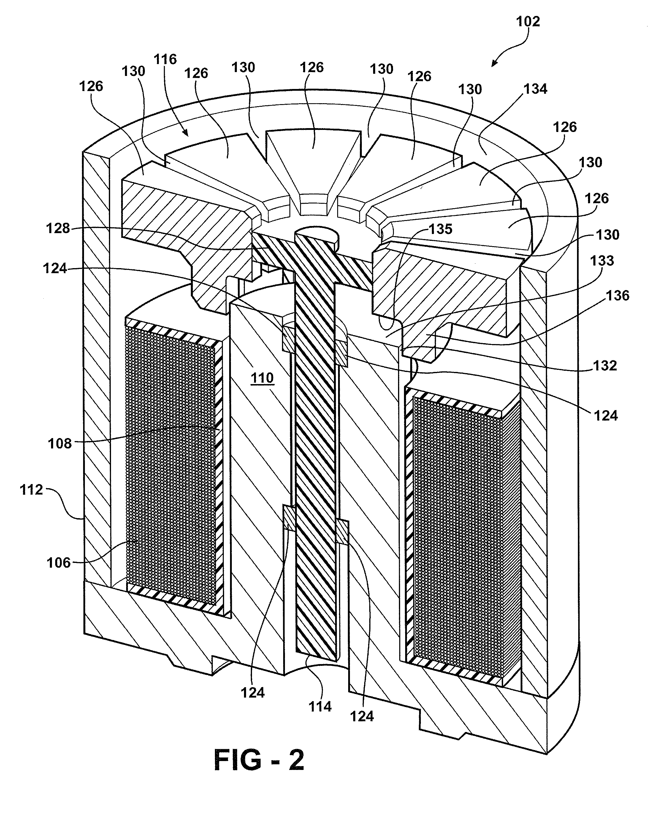 Solenoid arrangement with segmented armature member for reducing radial force