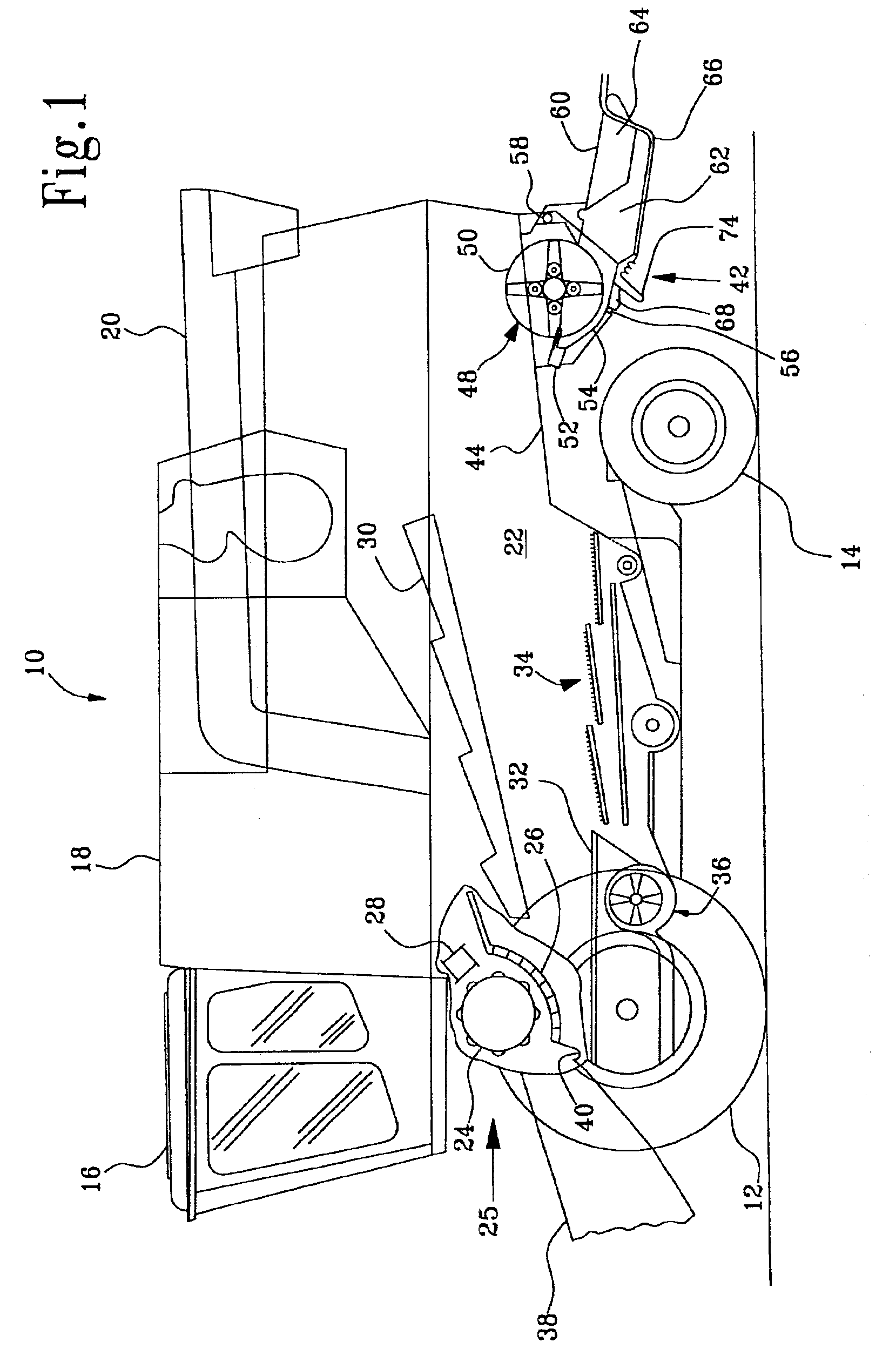 Distributing device having continuously moving guide vanes