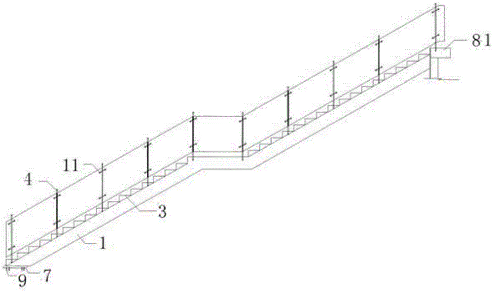 Cantilever type unsupported glass stair installation structure and installation method