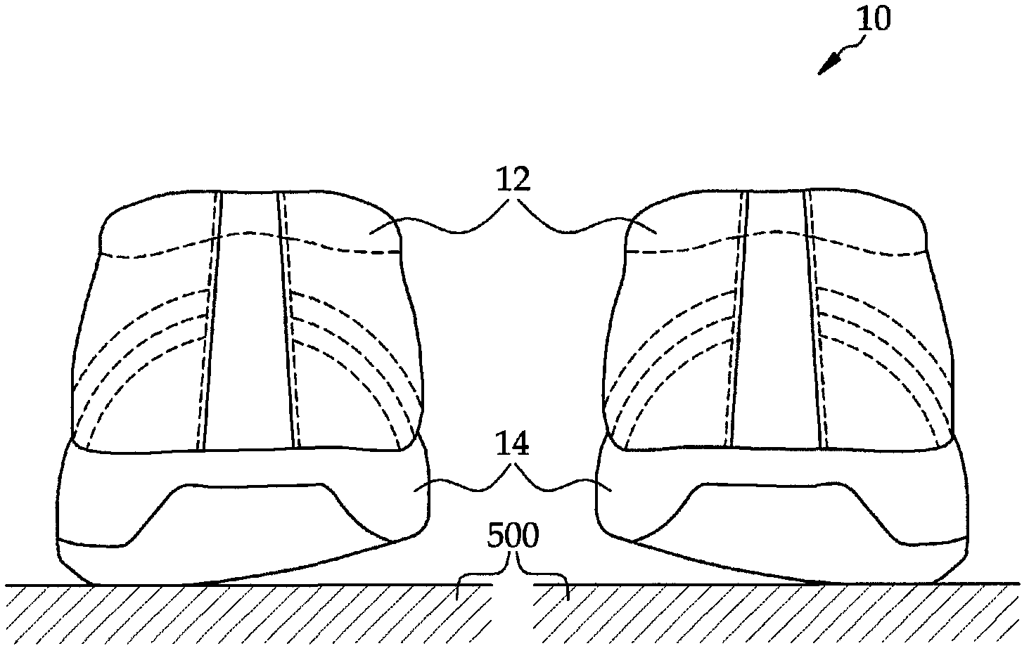 Outsole having a tilt surface, and knee joint-protecting shoe including same