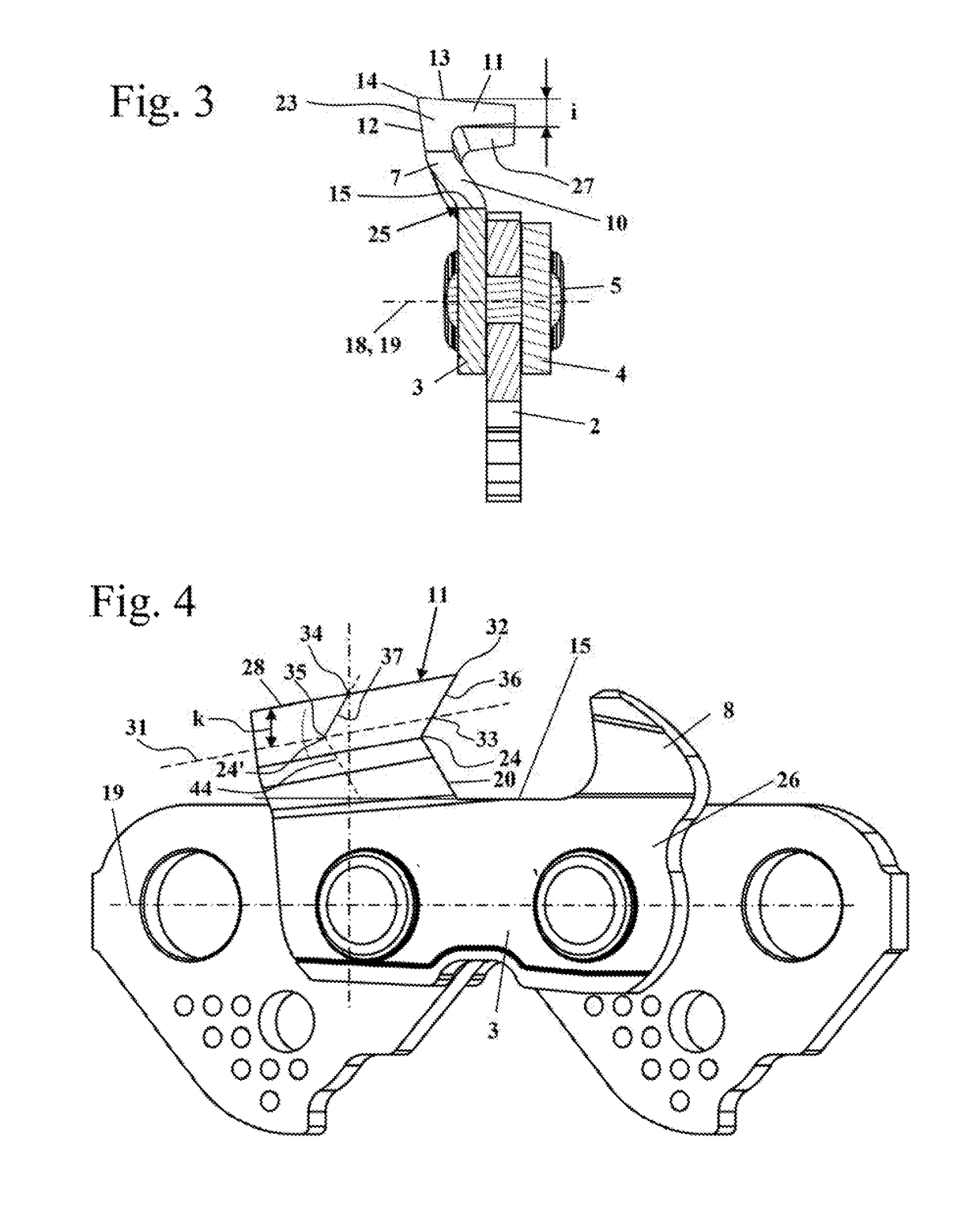 Cutting member of a saw chain, saw chain having a cutting member and files for filing a cutting tooth of a saw chain