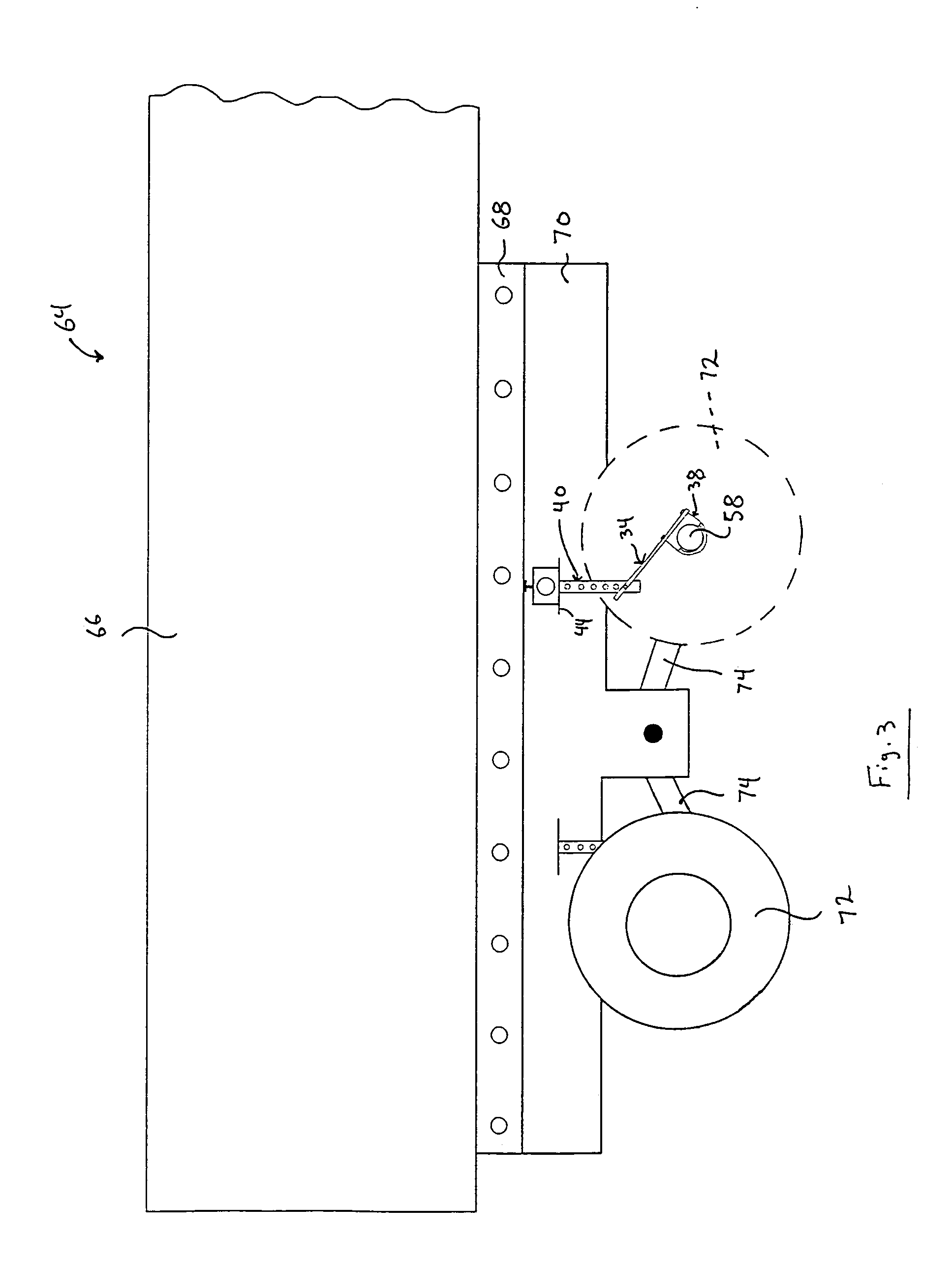 Device for determining on board weight of tractor-trailers and method