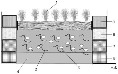 Method for treating bottom mud in water by combining biological population with artificial wetland