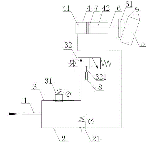 Air channel structure for controlling piston rod action of eliminating air cylinder