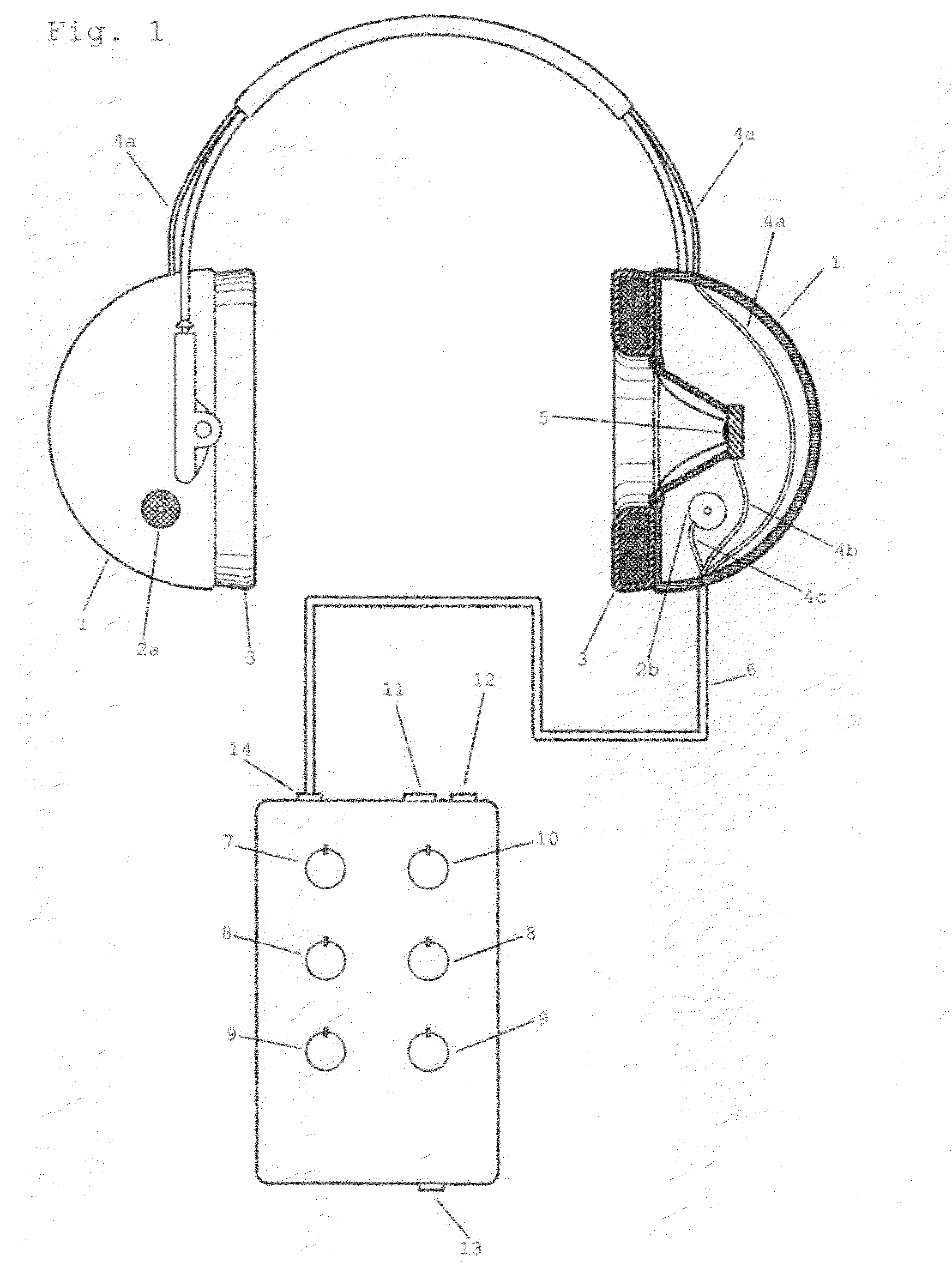 Mixable earphone-microphone device with sound attenuation