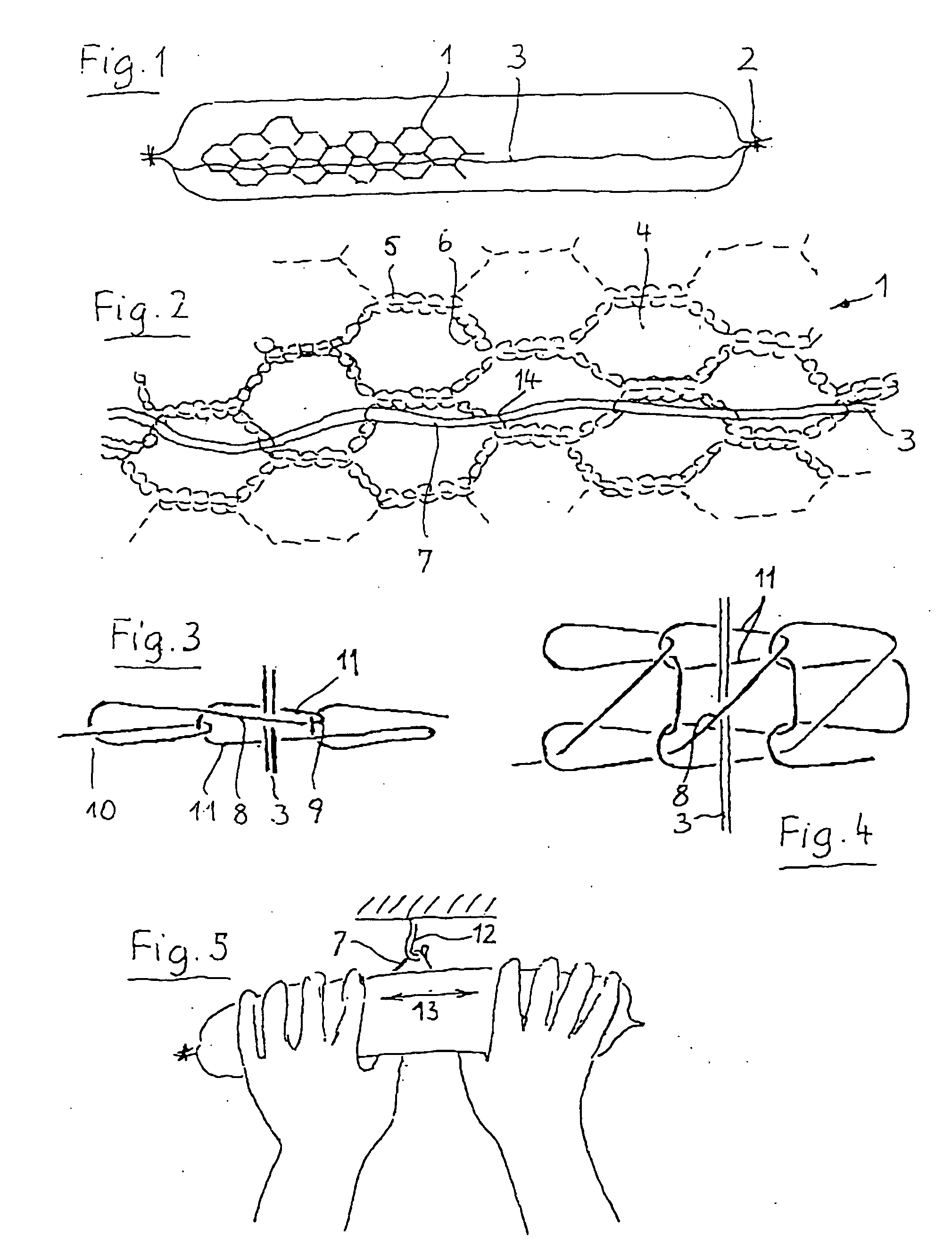 Wrapping net for sausages and method for production thereof