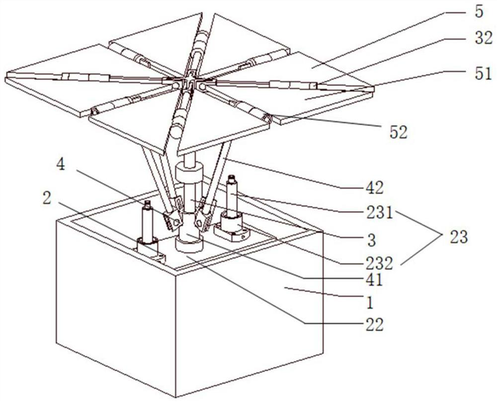 Umbrella-shaped opening and closing type photovoltaic mechanism unfolding and folding device