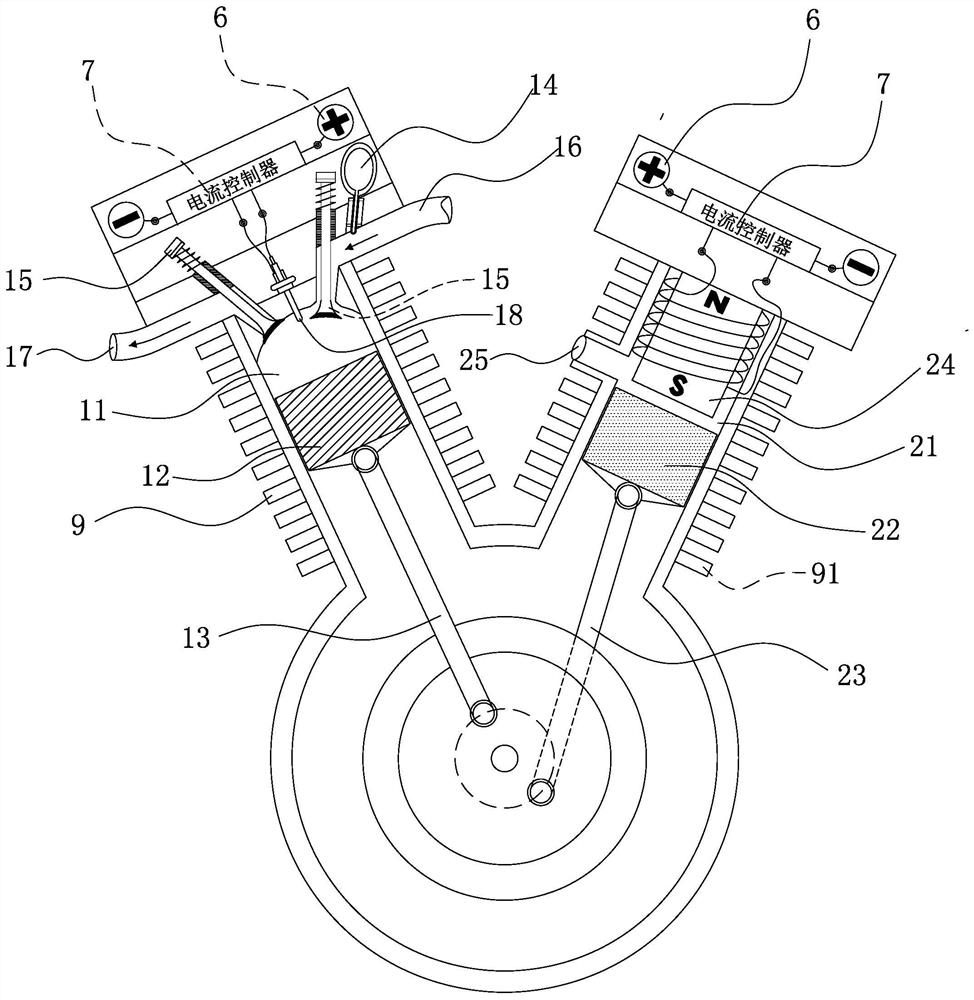 Magnetic force and fuel oil power hybrid engine