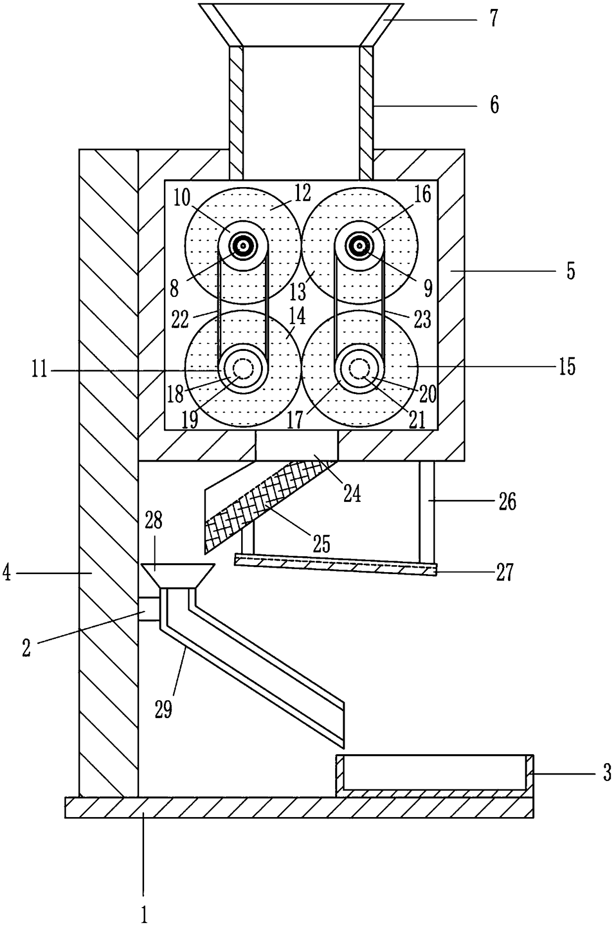 Device for removing mud on surfaces of peanuts in agriculture