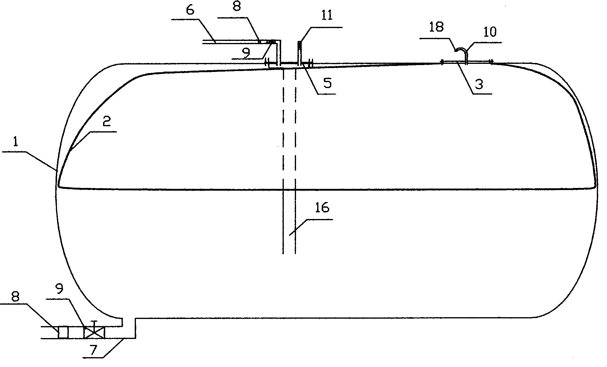 Film isolation type oil storage and transportation apparatus