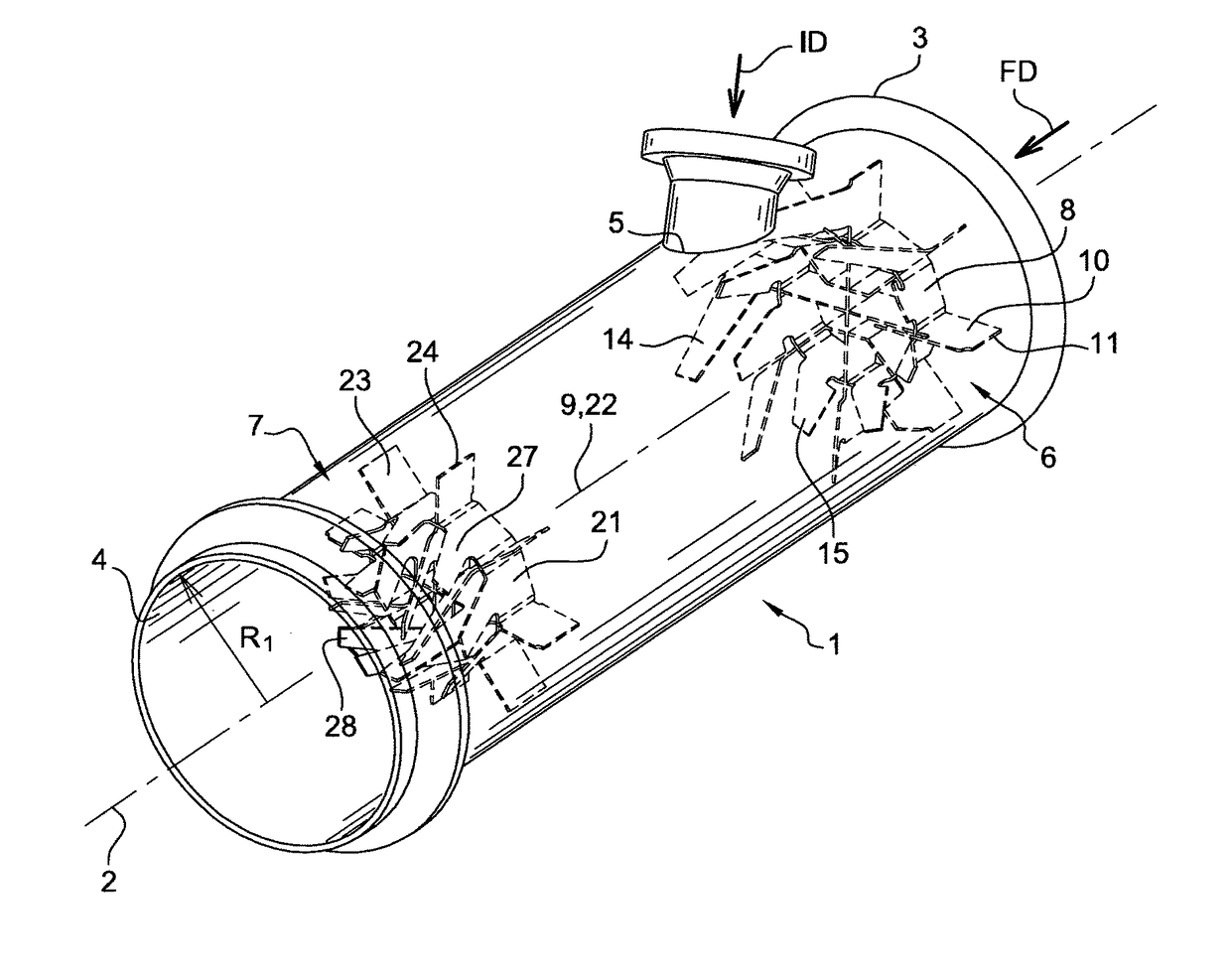 Mixing system for an exhaust gases after-treatment arrangement