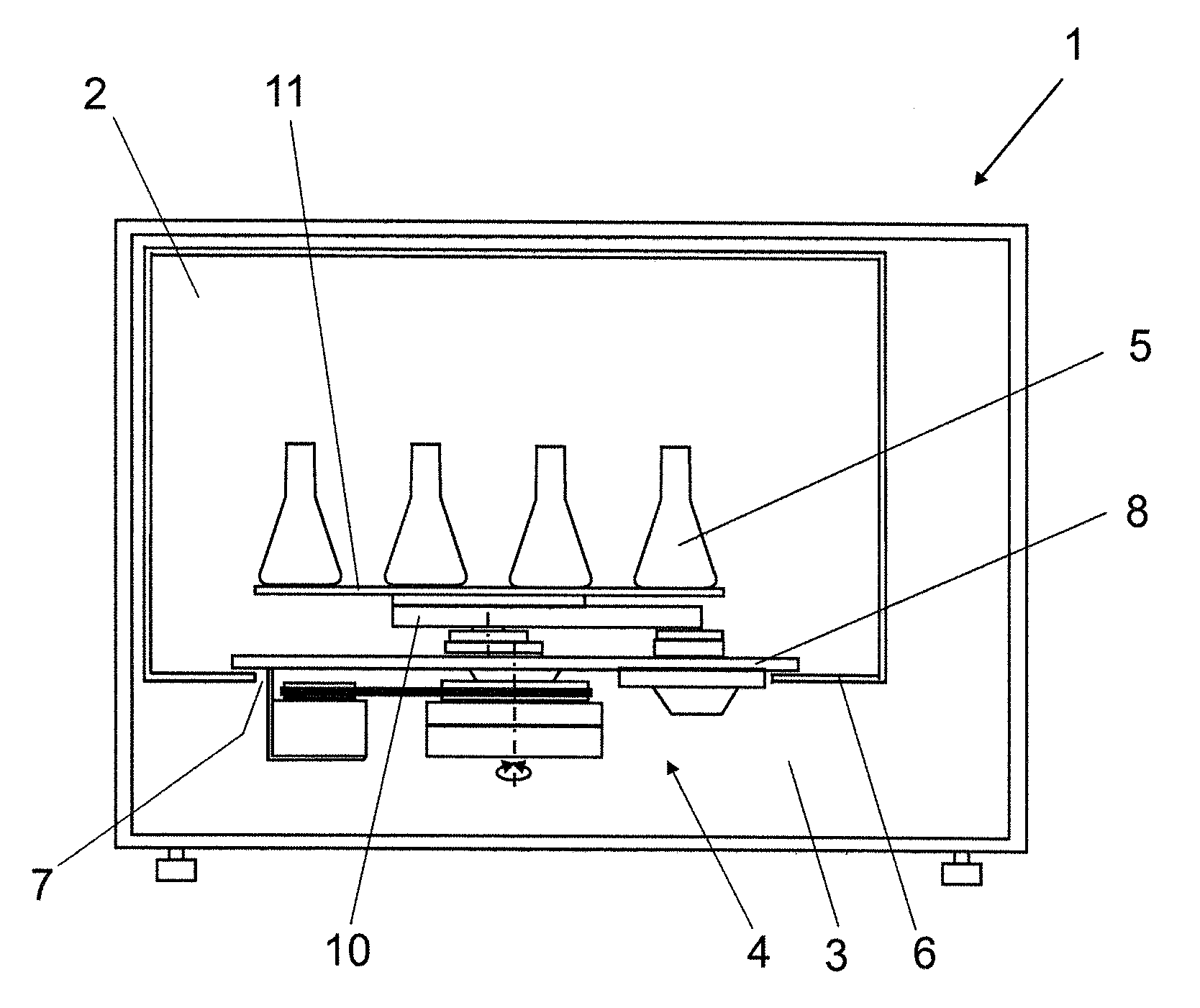 Incubator comprising a shaking device