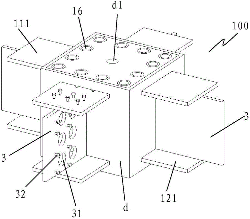 Prefabricated assembling type steel pipe restrained energy-dissipation connection node and construction method