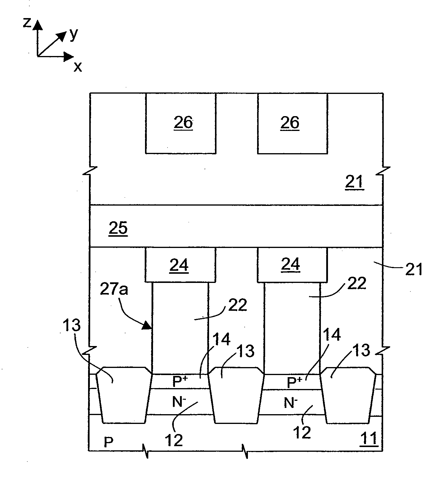 Array of cells including a selection bipolar transistor and fabrication method thereof