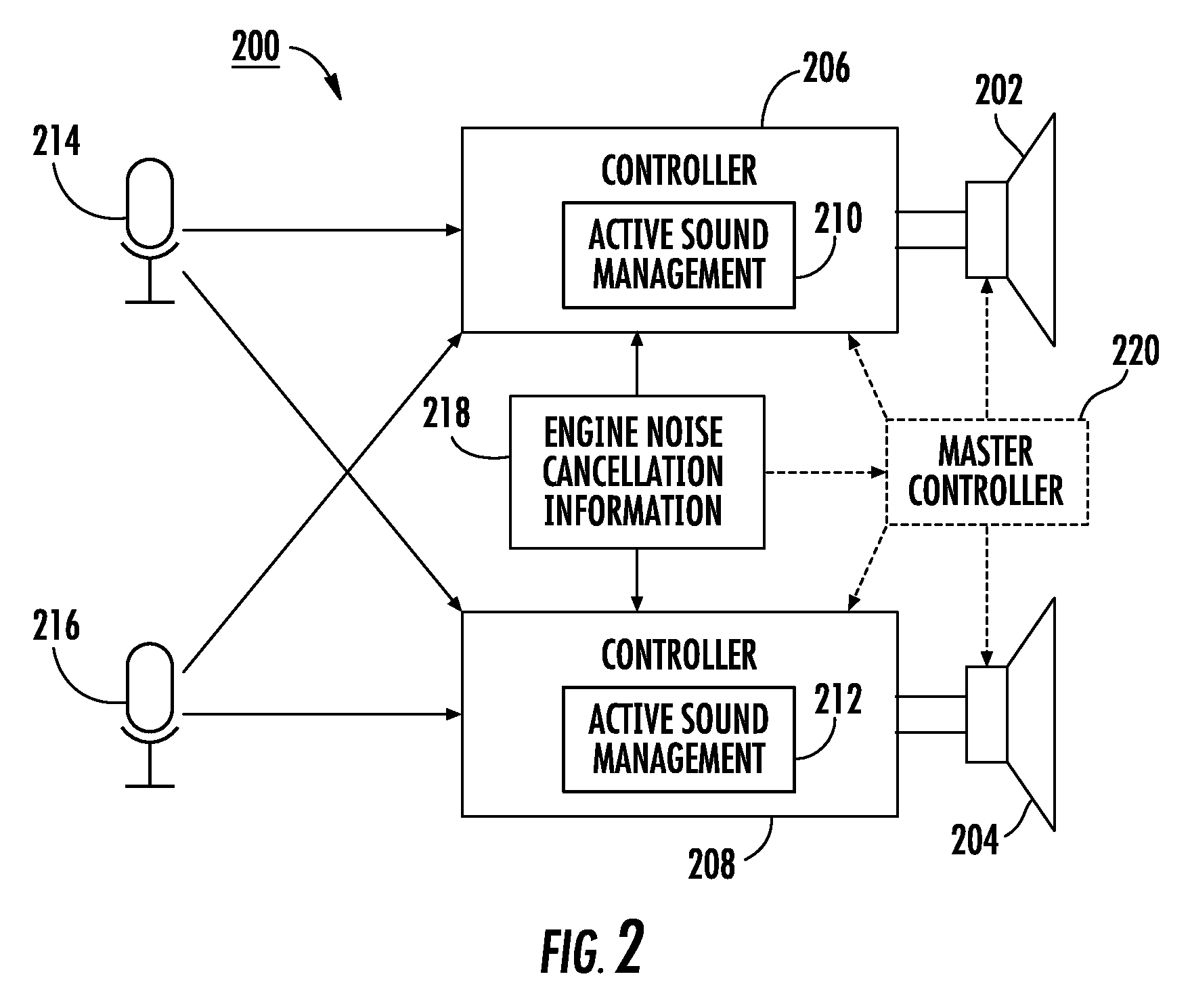 Forward speaker noise cancellation in a vehicle