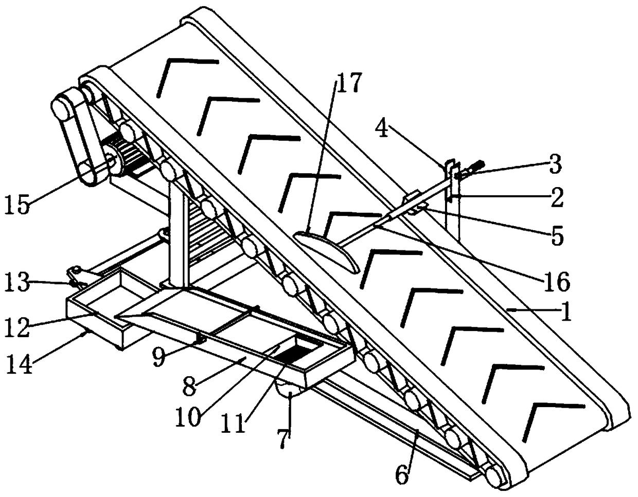 Tilted conveying belt loading and unloading mechanism with inspection function structure