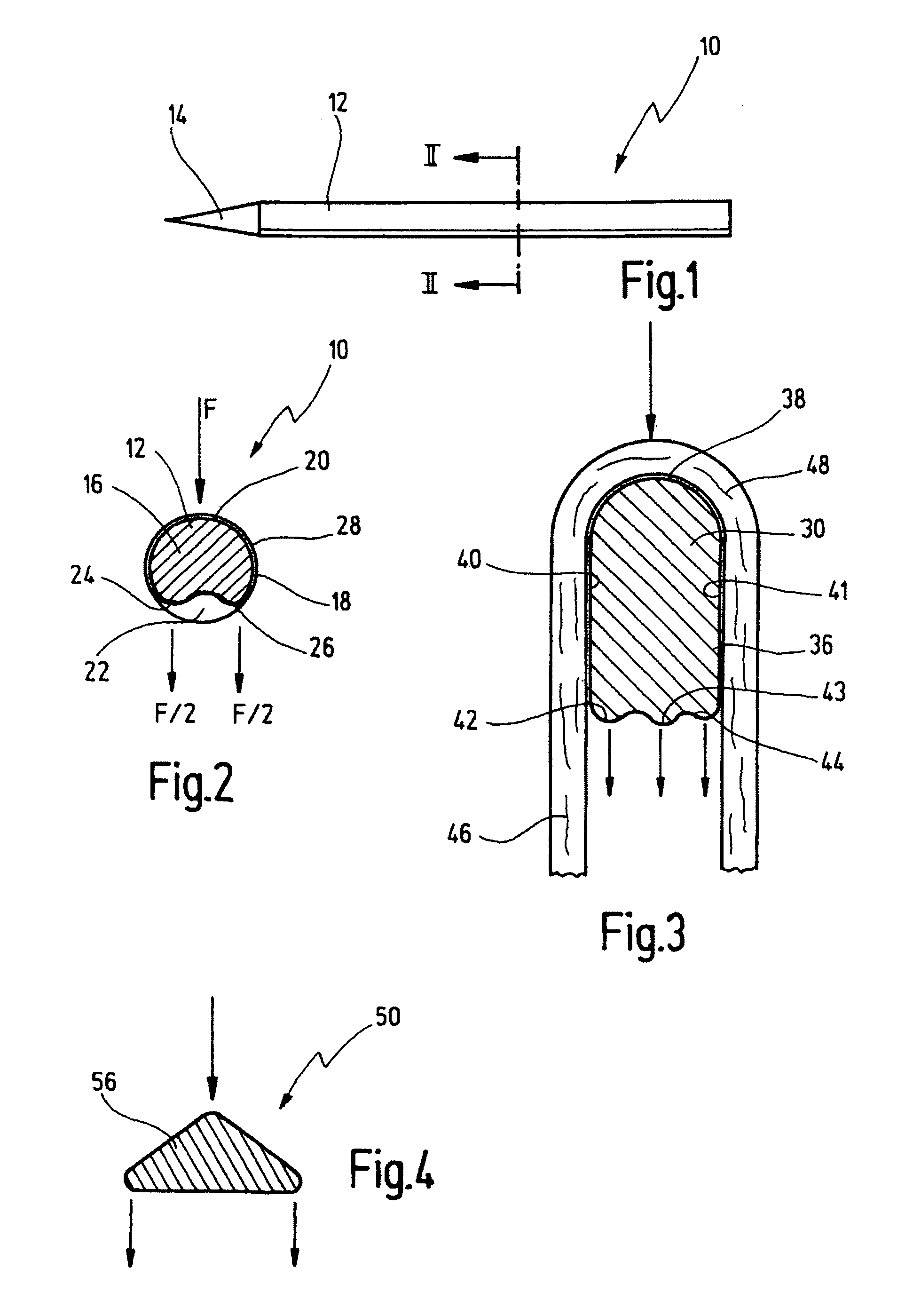 Pin for fixing an implant subjected to tensile load