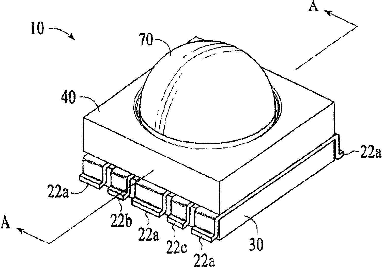 Composite leadframe LED package and method of making the same