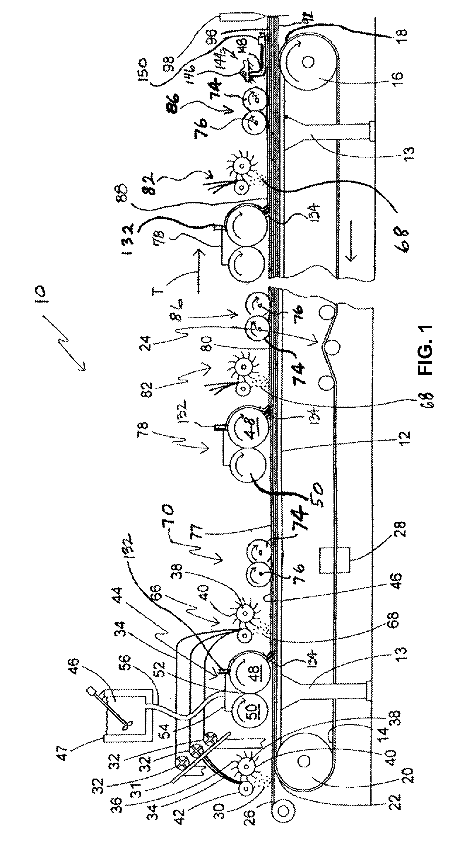 Process and apparatus for feeding cementitious slurry for fiber-reinforced structural cement panels