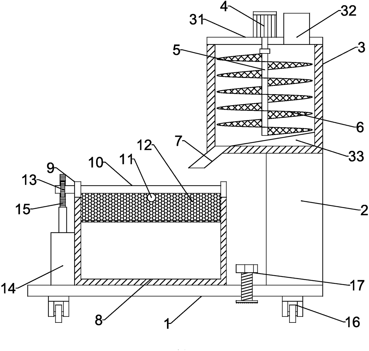Shaking-type screening and impurity filtering device for building sand