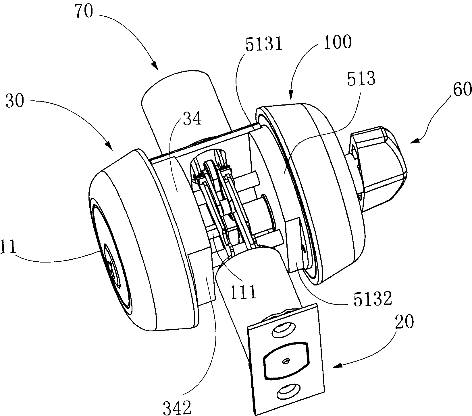 Safety attached door lock with high torsion and impact strength