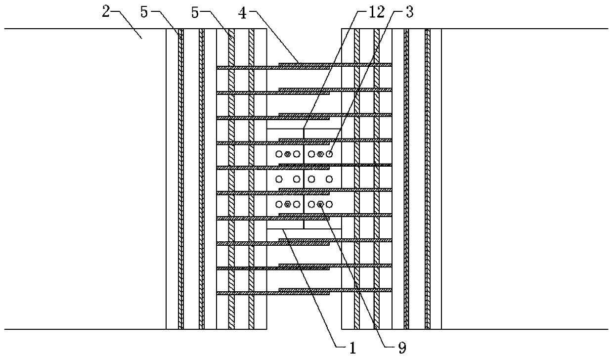 Connecting structure of prefabricated reinforced concrete composite beam and construction method thereof