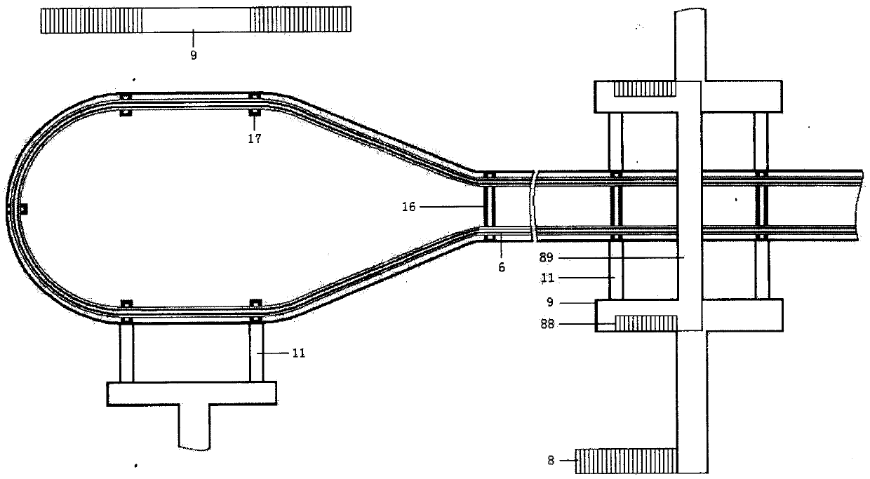 Monorail two-way bus system using median
