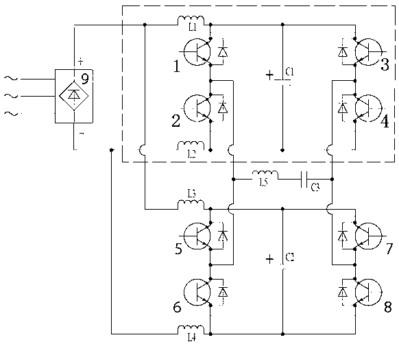 Current equalizing system of super-power IGBT induction heating equipment and full-bridge inverting unit