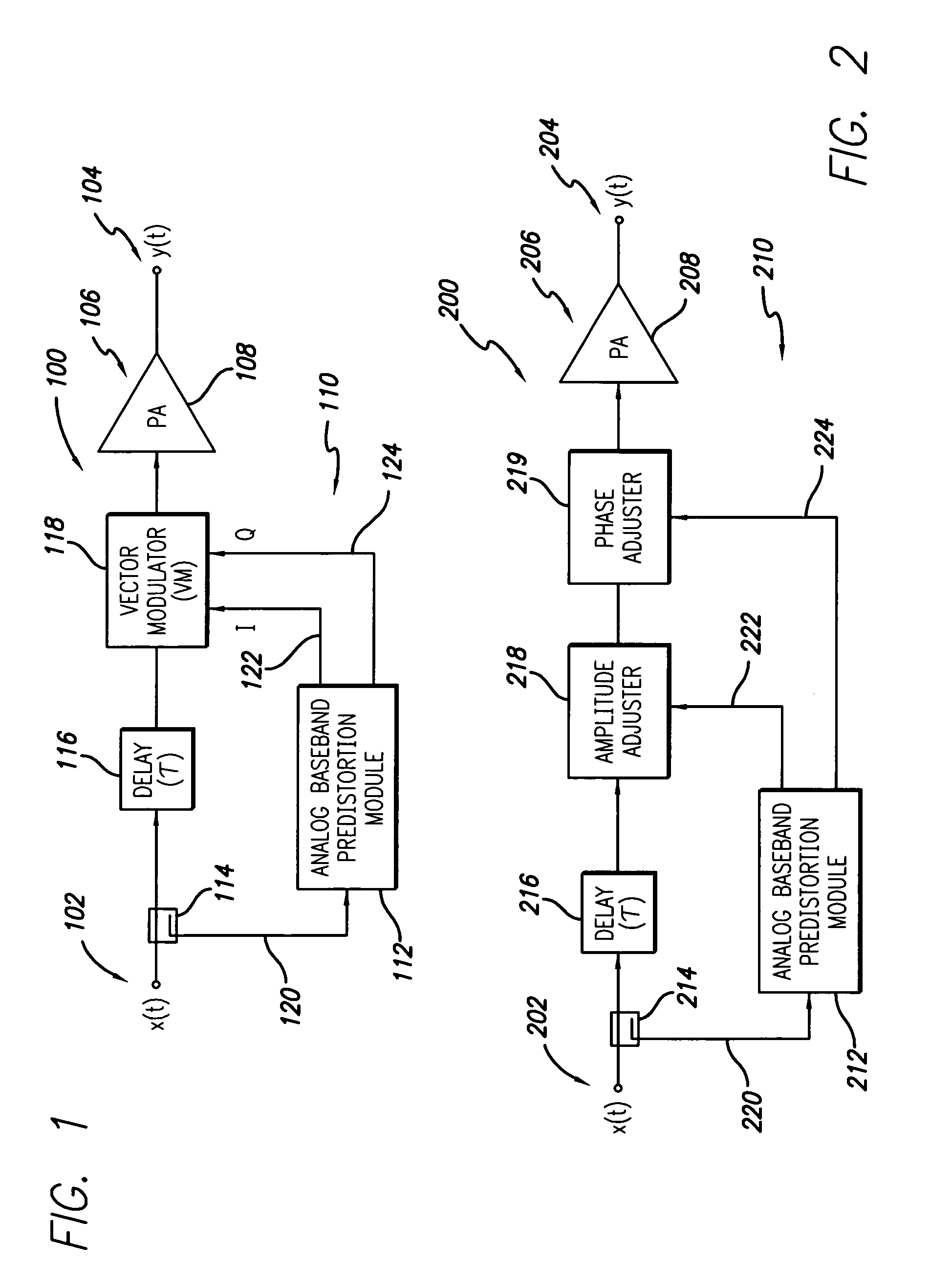 RF power amplifier system employing an analog predistortion module using zero crossings