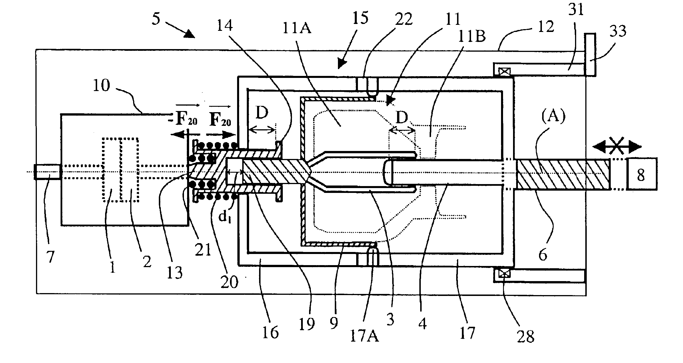 High-voltage or medium-voltage switch device with combined vacuum and gas breaking