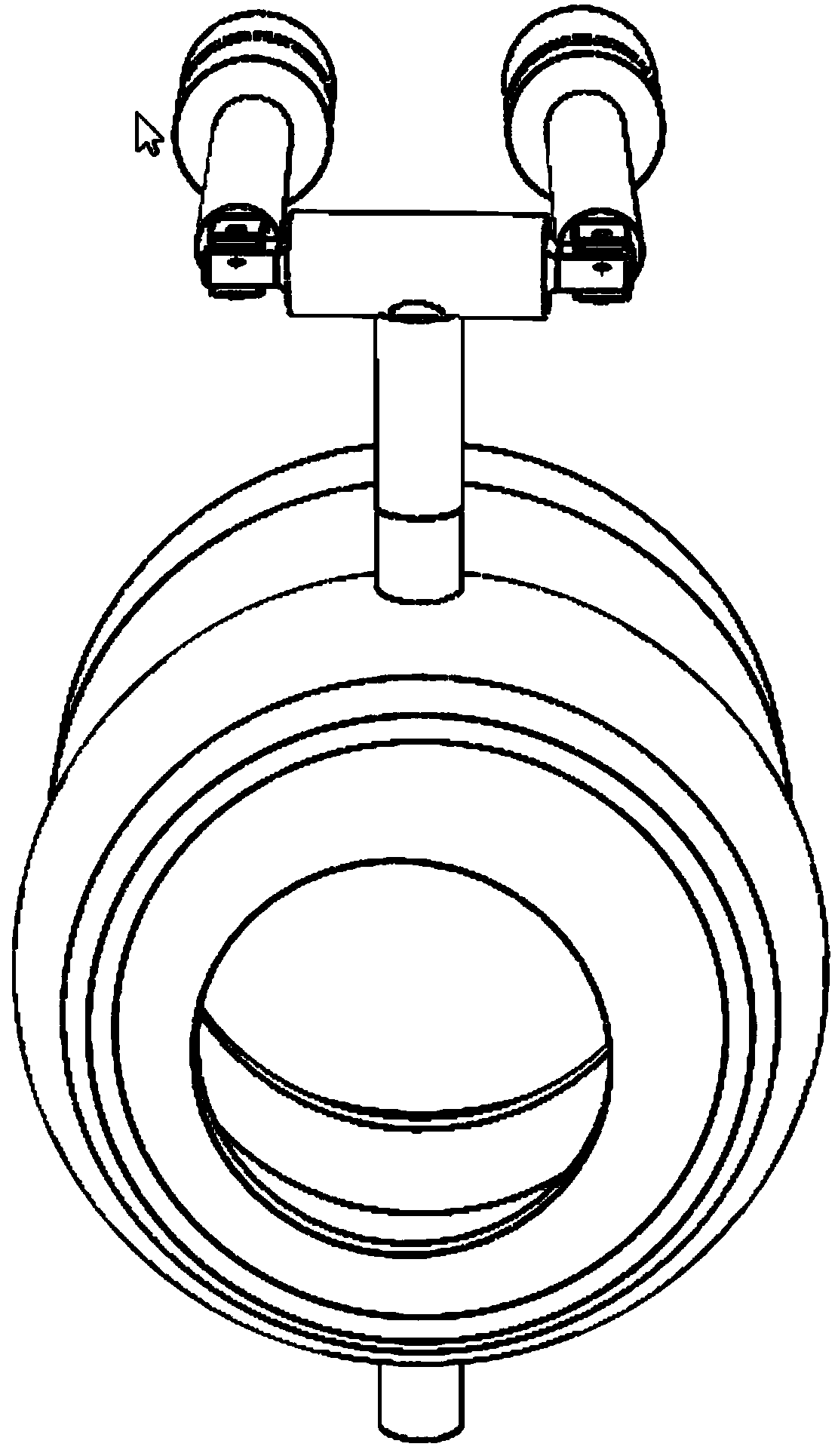 Spherical vector nozzle device adopting dual hydraulic symmetrical system