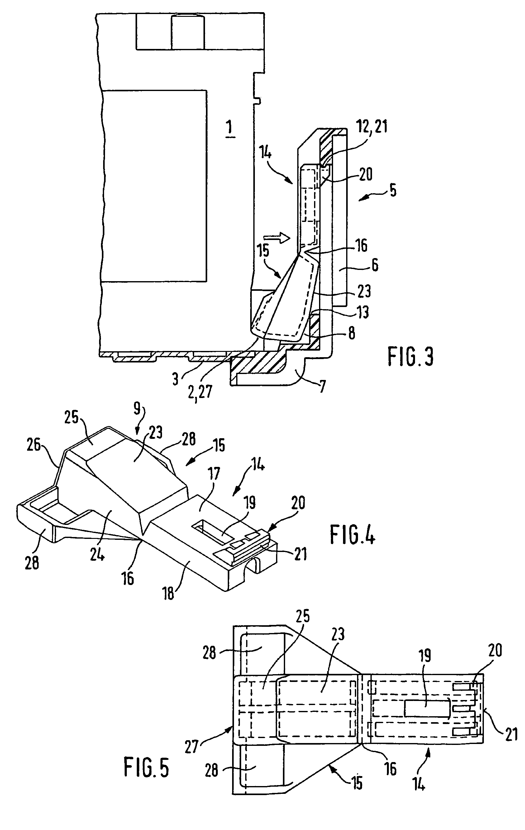 Device for fixing a housing, especially a housing pertaining to a motor vehicle battery, to a carrier plate