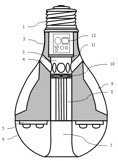 LED (Light-Emitting Diode) lamp with ducted convection radiating channel