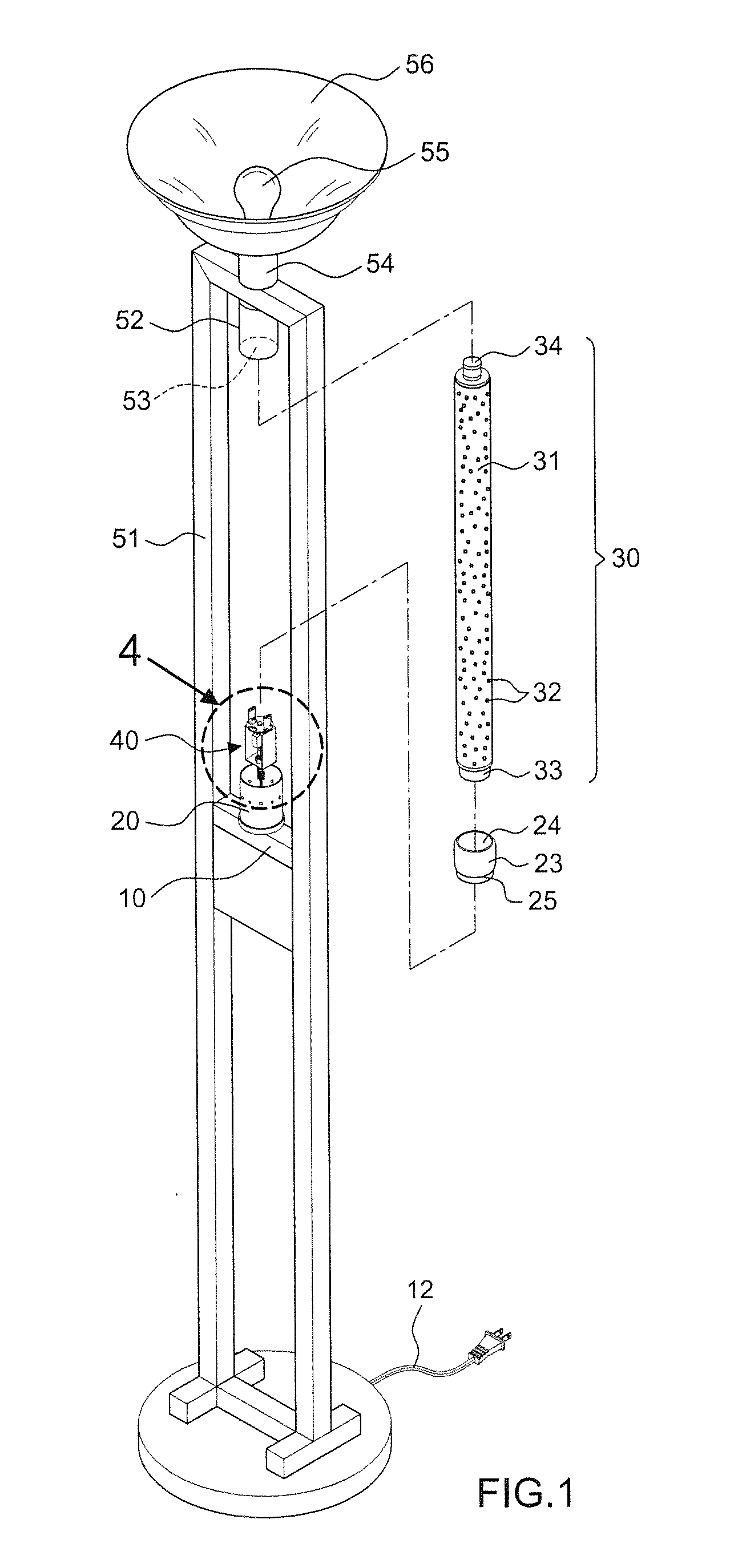 Structure of a liquid motion lamp with isolated heating device