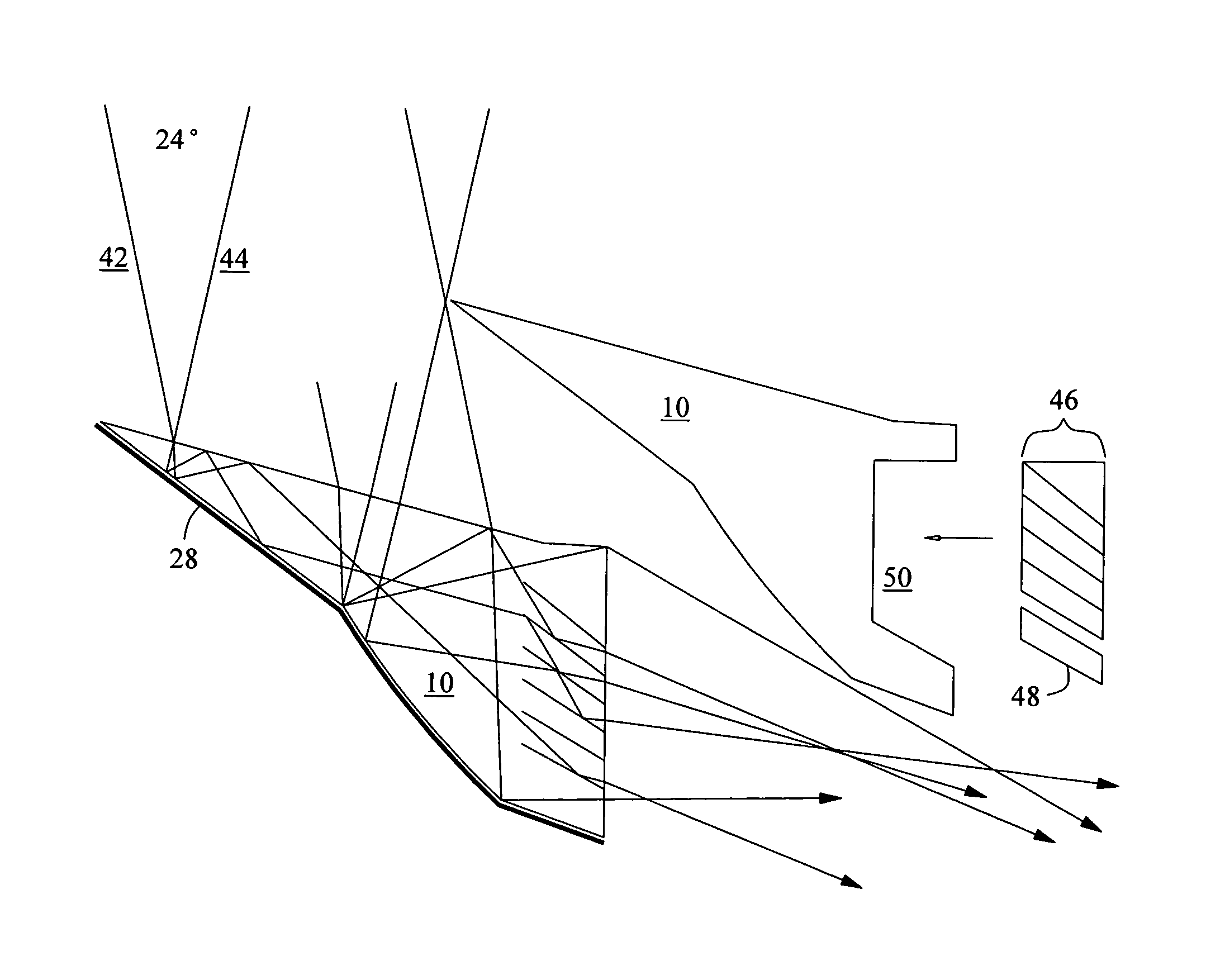 Solar concentrating wedge, compact and ventilated