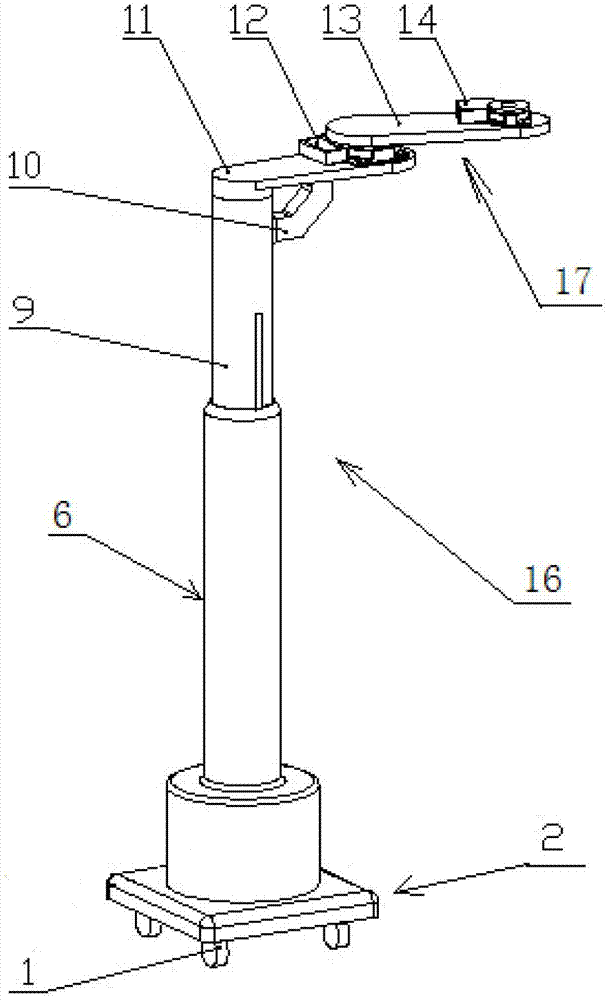 Automatic vertical support of close-range seed implantation robot