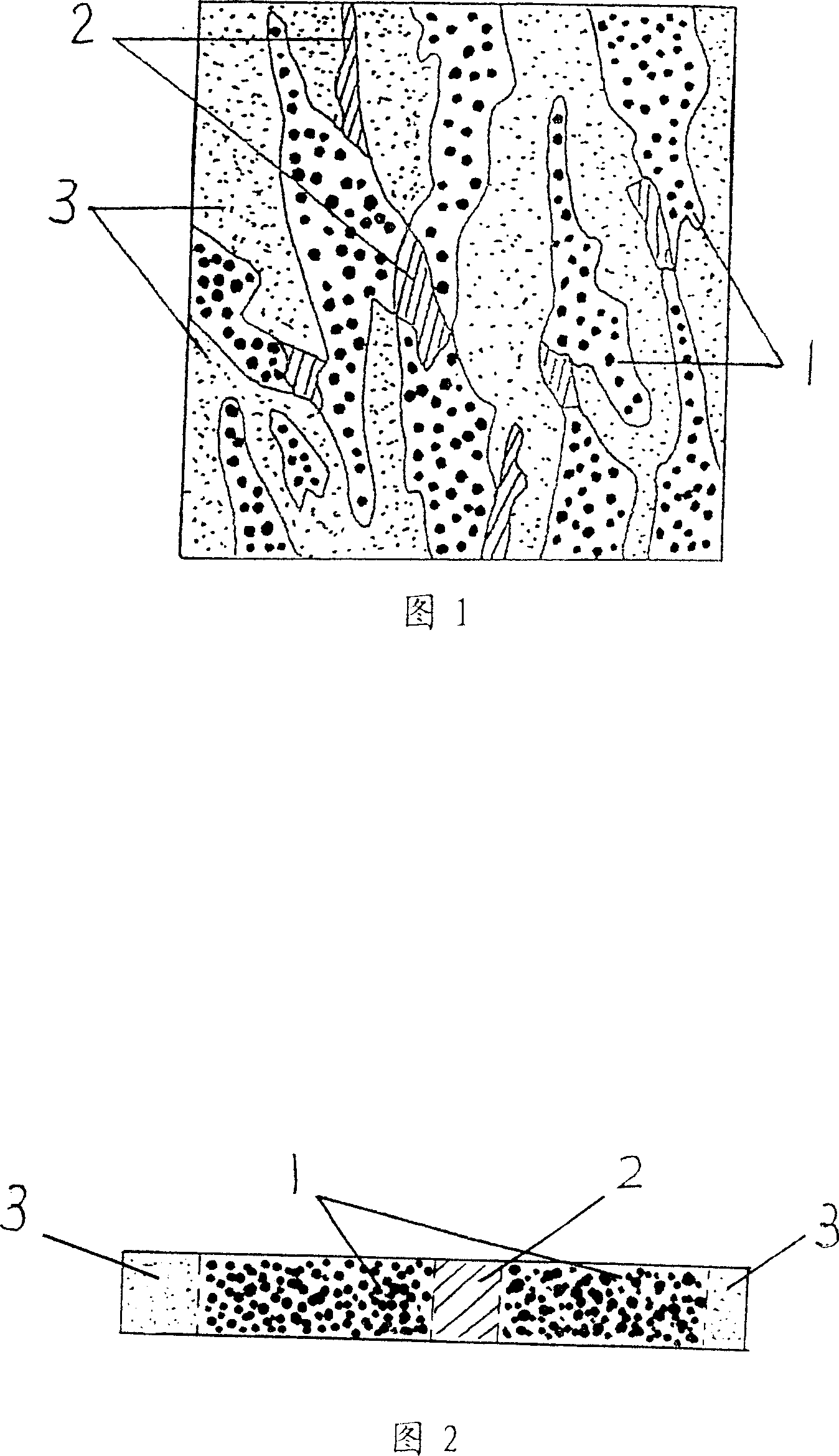 Large-area anti-fracture plate with 3-D coloured blank pattern and its making method