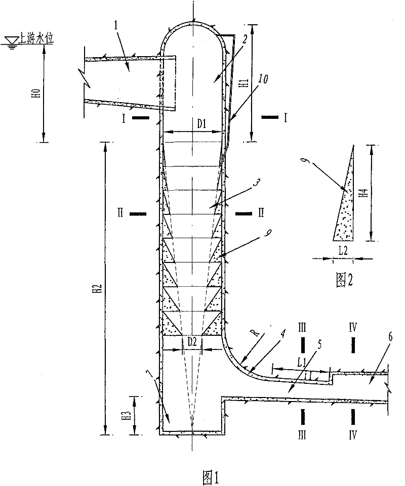 Step swirling flow vertical shaft