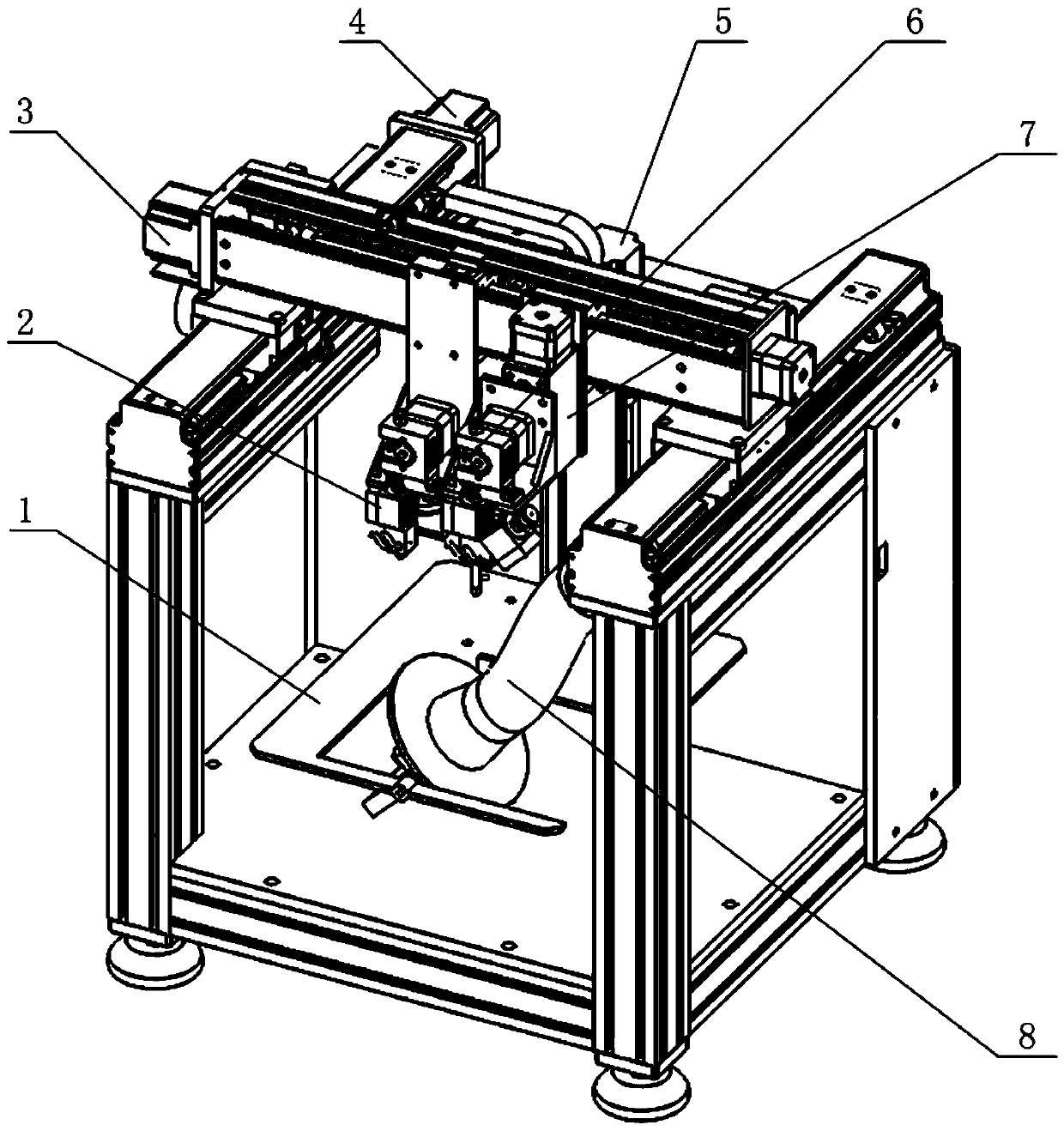 A composite additive manufacturing equipment for continuous fiber thermoplastic material structural parts