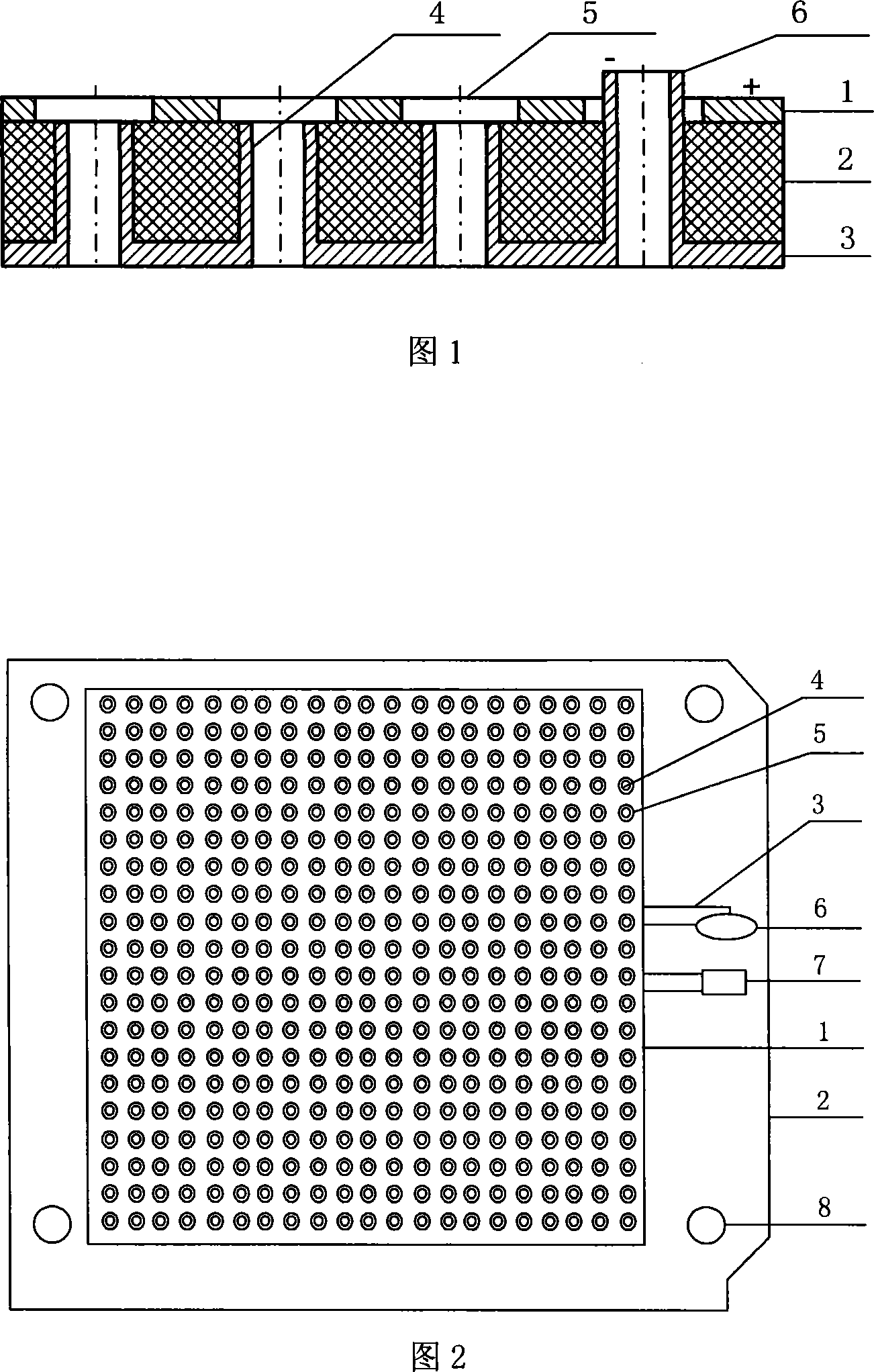 Array electrode type flat plate wall micro-cavity generating device