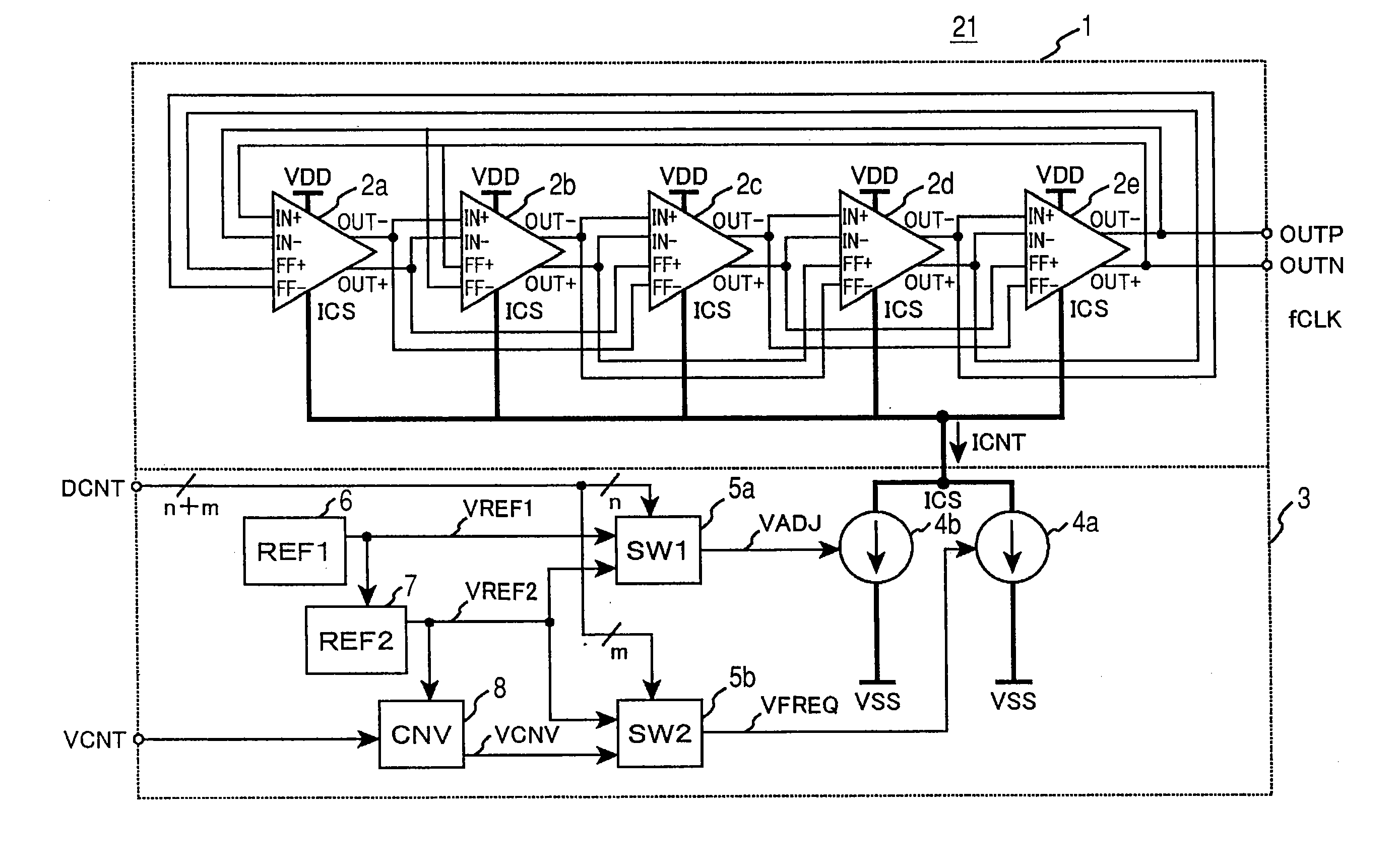 Variable frequency oscillator and communication circuit with it