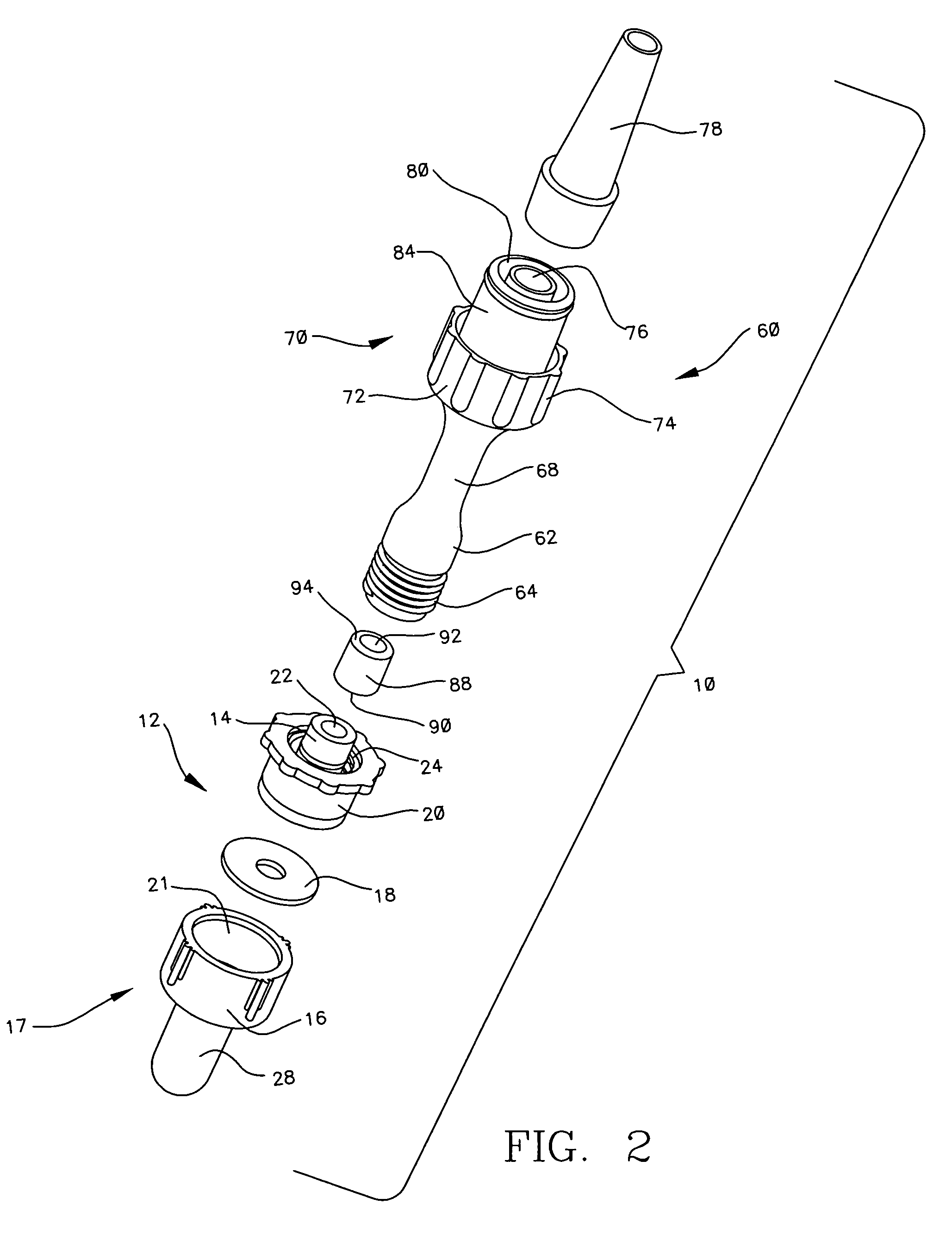 Clamping assembly for limiting the depth of insertion of a respiratory care treatment device
