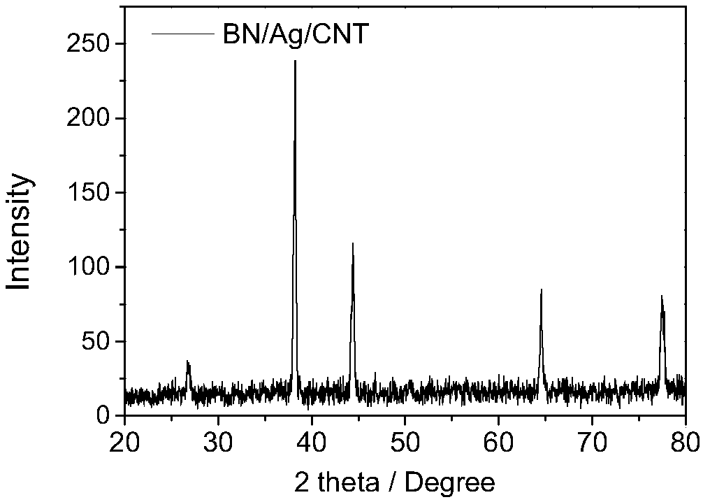 Boron nitride/ Argentum/ carbon nanotube composite material and preparation method and purpose thereof